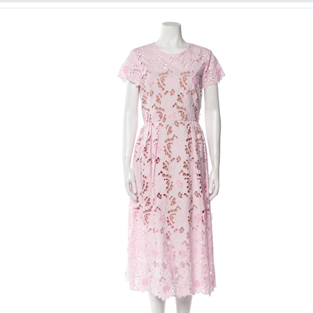 Self-Portrait Pink Mock Neck Flutter Sleeve Dress